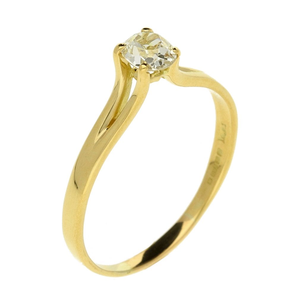 Ladies 18ct Yellow Gold Diamond Solitaire Ring - 0.38ct