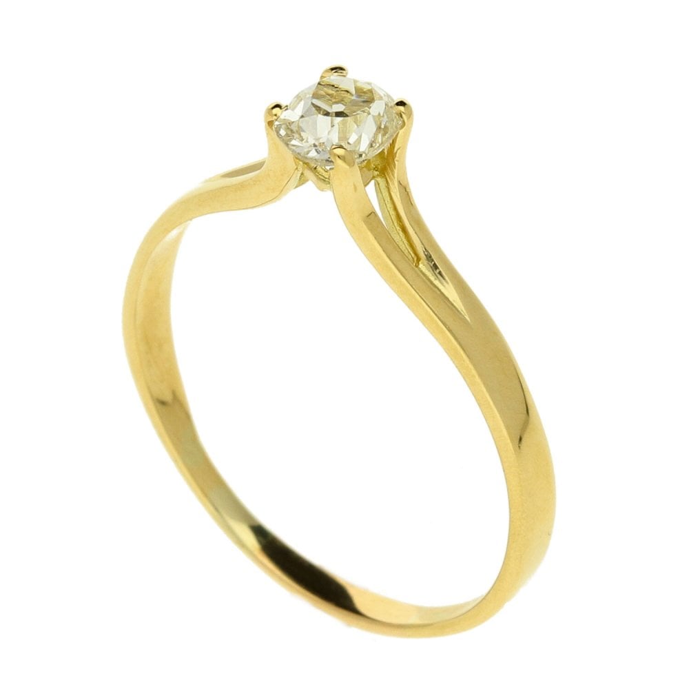 Ladies 18ct Yellow Gold Diamond Solitaire Ring - 0.38ct