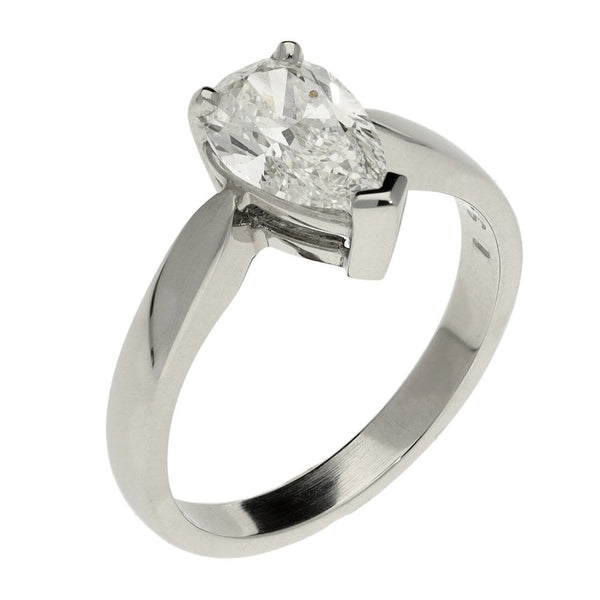 Ladies Platinum Pear Cut Diamond Solitaire Ring - 1.53ct