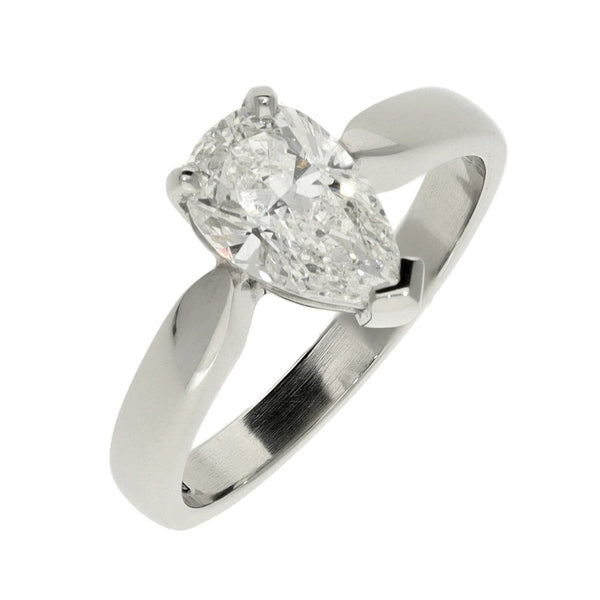 Ladies Platinum Pear Cut Diamond Solitaire Ring - 1.53ct