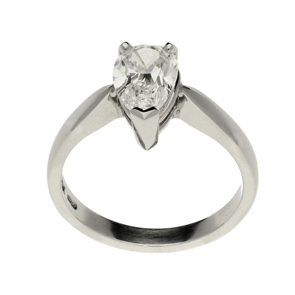 Ladies Platinum Pear Cut Diamond Solitaire Ring - 1.53ct