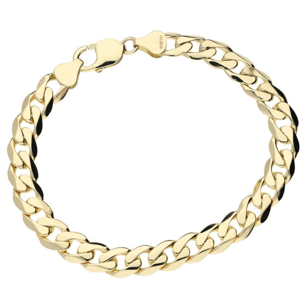 Mens 9ct Yellow Gold Curb Bracelet - 8.5"