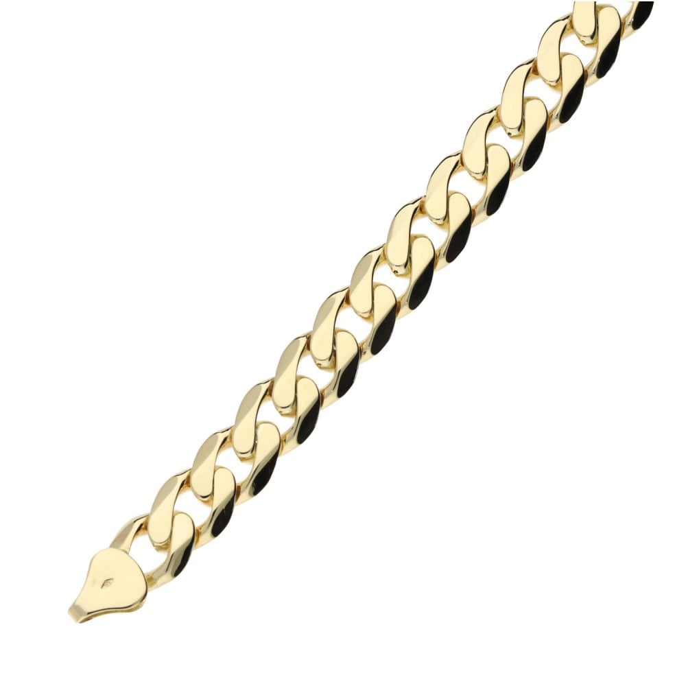Mens 9ct Yellow Gold Curb Bracelet - 8.5"