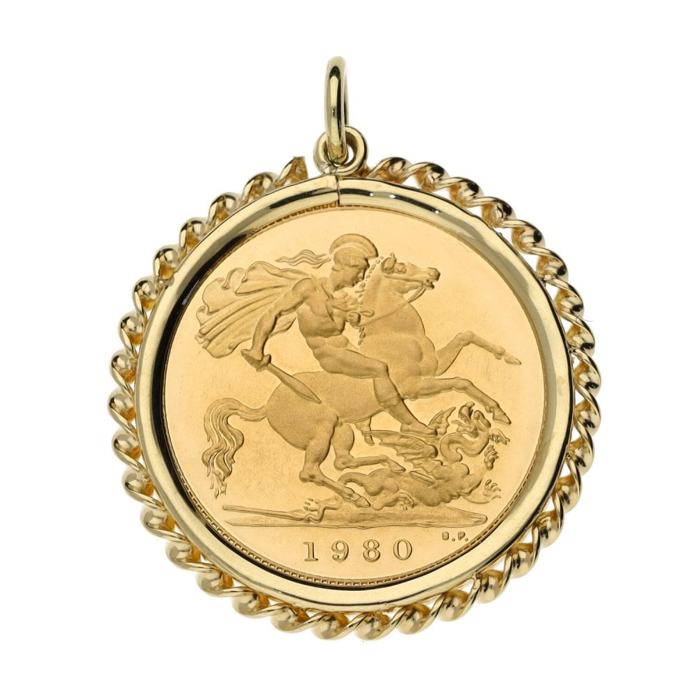 1980 Yellow Gold Half Sovereign Coin Pendant - 5.3g