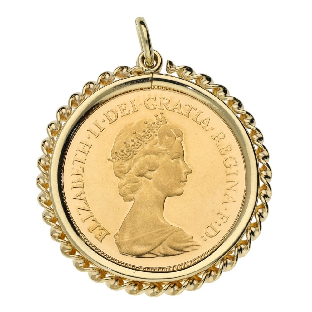 1980 Yellow Gold Half Sovereign Coin Pendant - 5.3g