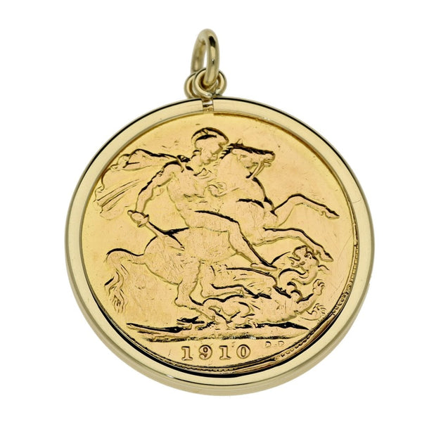 1910 Yellow Gold Full Sovereign Coin Pendant - 8.7g