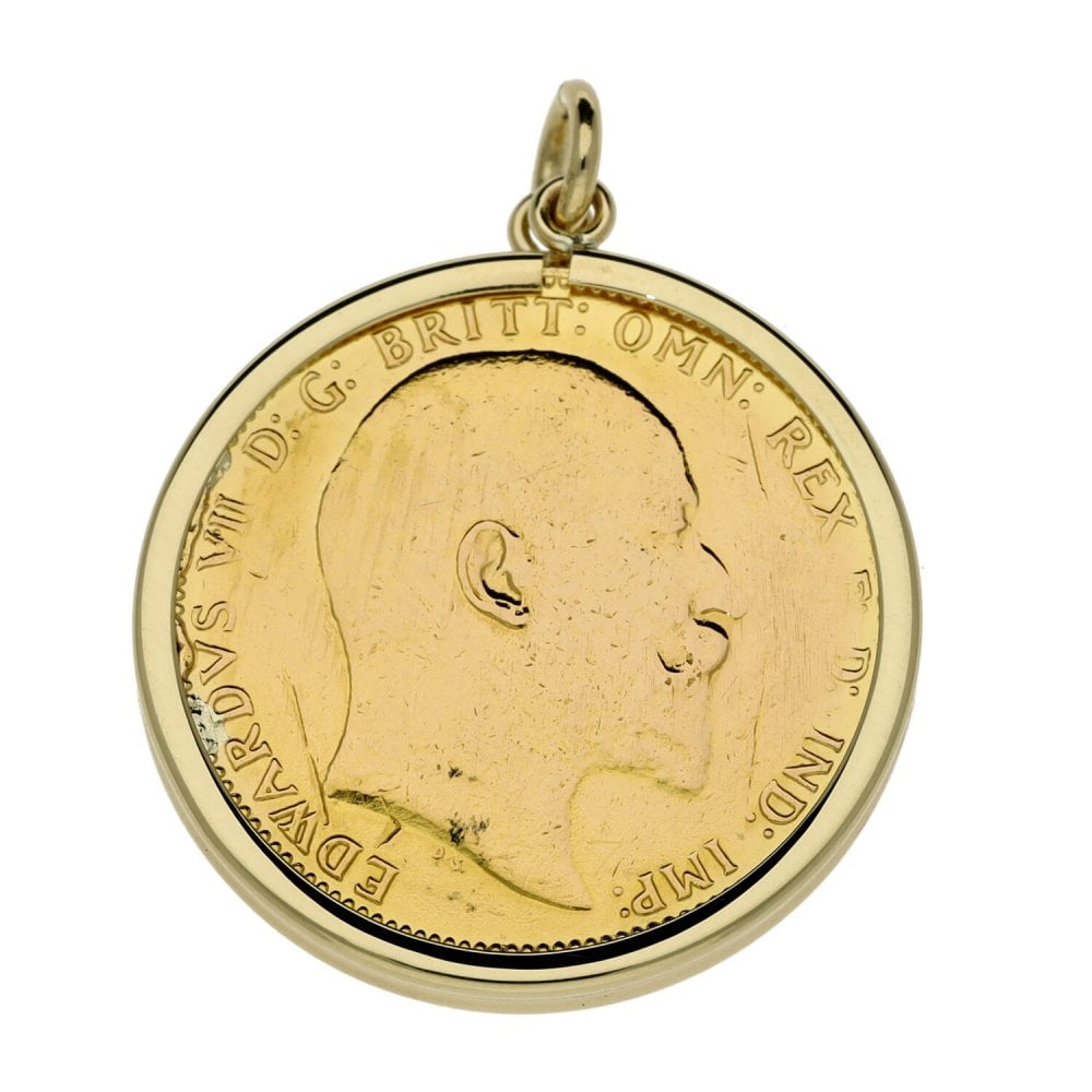 1910 Yellow Gold Full Sovereign Coin Pendant - 8.7g