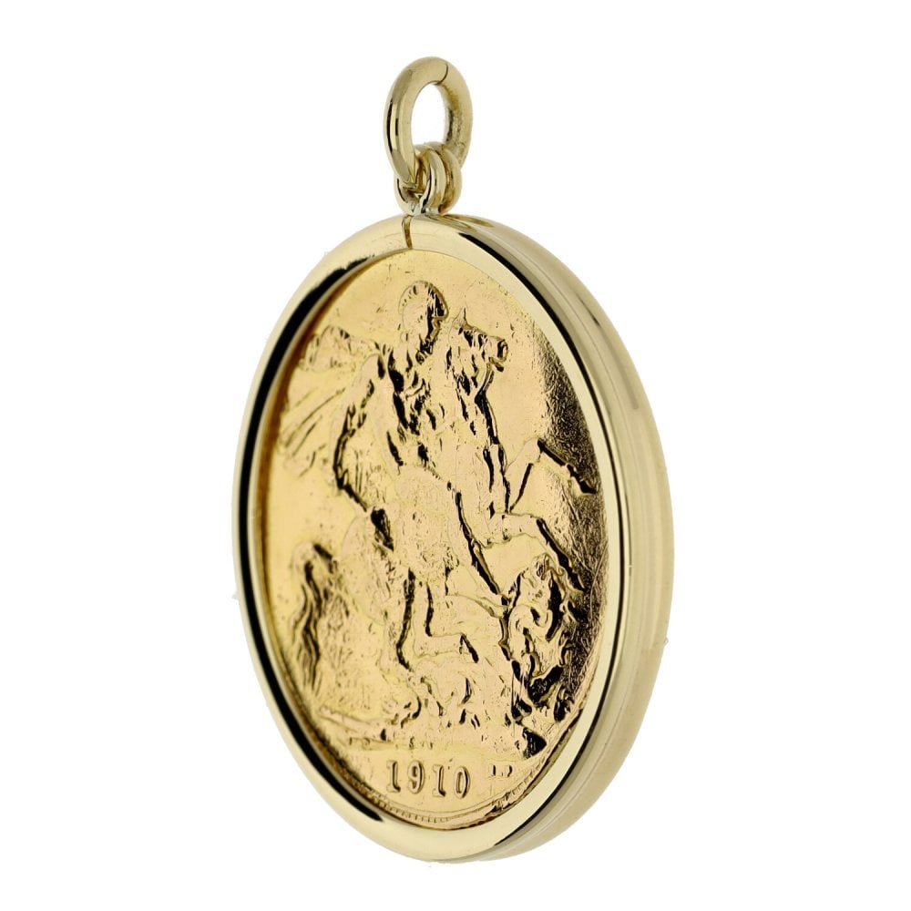 1910 Yellow Gold Full Sovereign Coin Pendant - 8.7g