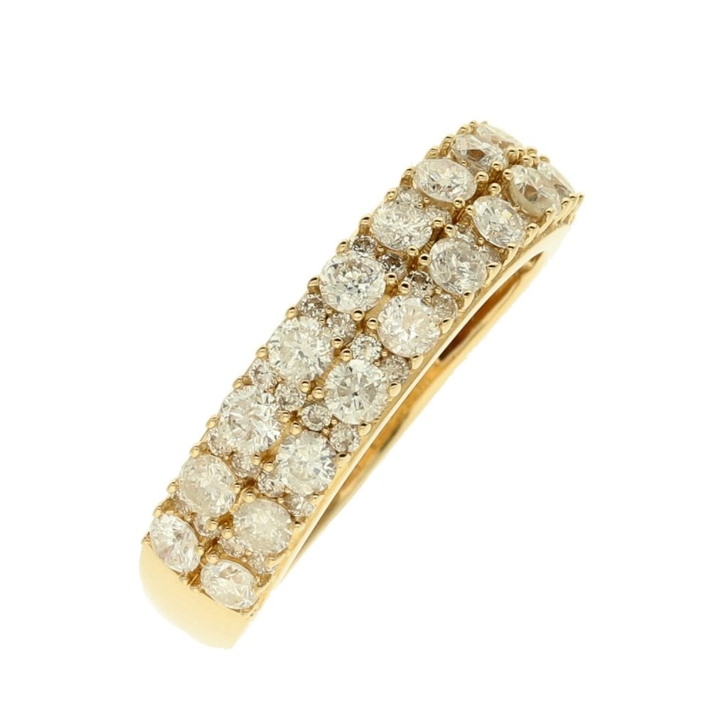 Ladies 18ct Yellow Gold Double Row 1.00ct Diamond Eternity Ring