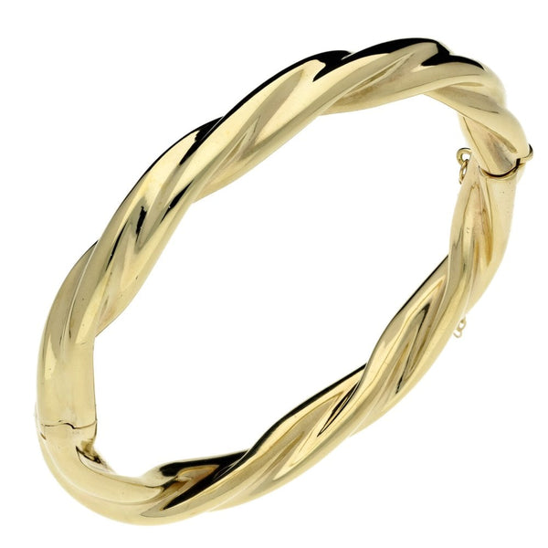 9ct Yellow Gold Hinged Twist Bangle - 19.3g