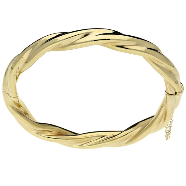 9ct Yellow Gold Hinged Twist Bangle - 19.3g