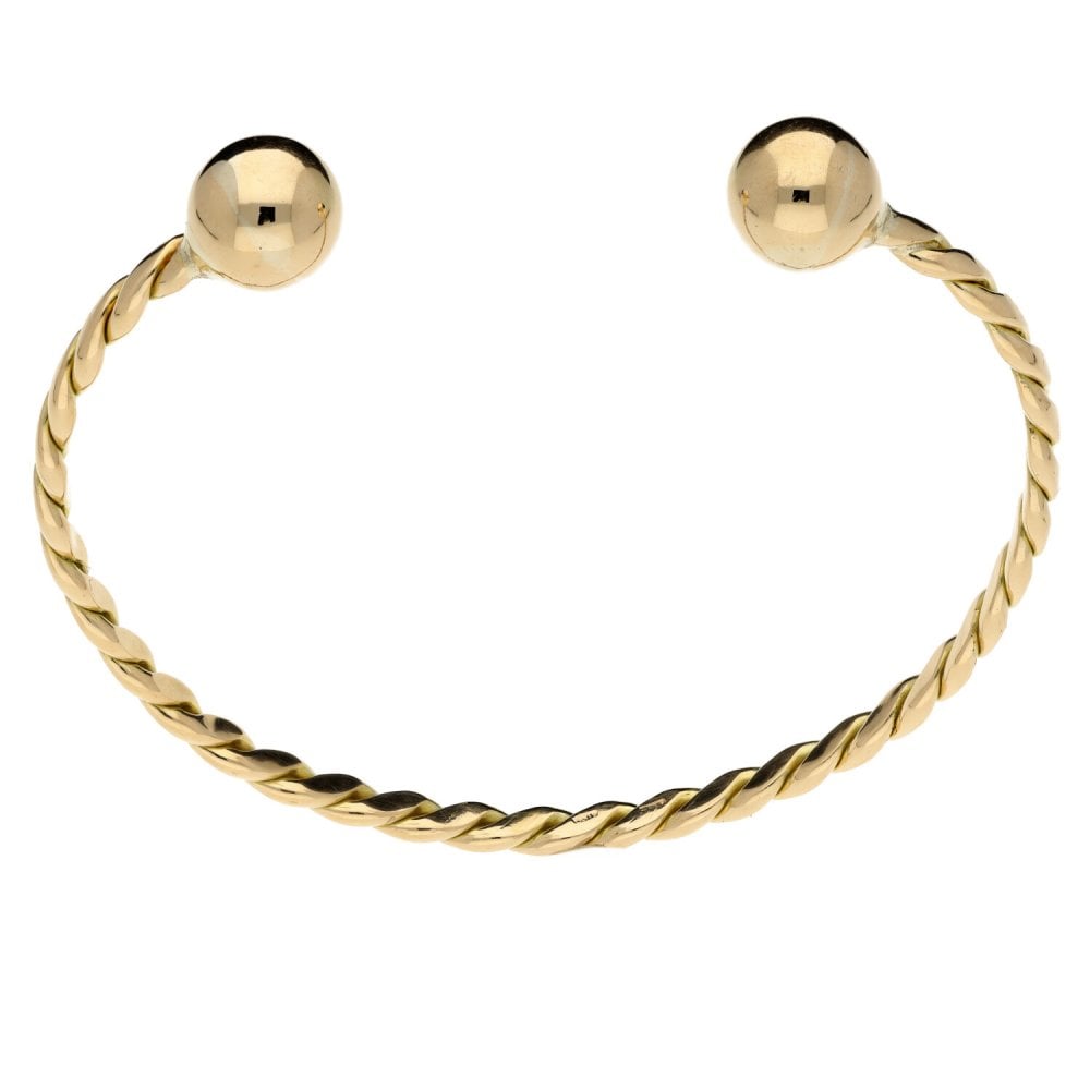 9ct Yellow Gold Twisted Torque Bangle - 15.8g
