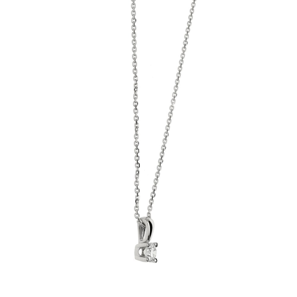 18ct White Gold Diamond Necklace & Pendant - 18 " - 0.30ct