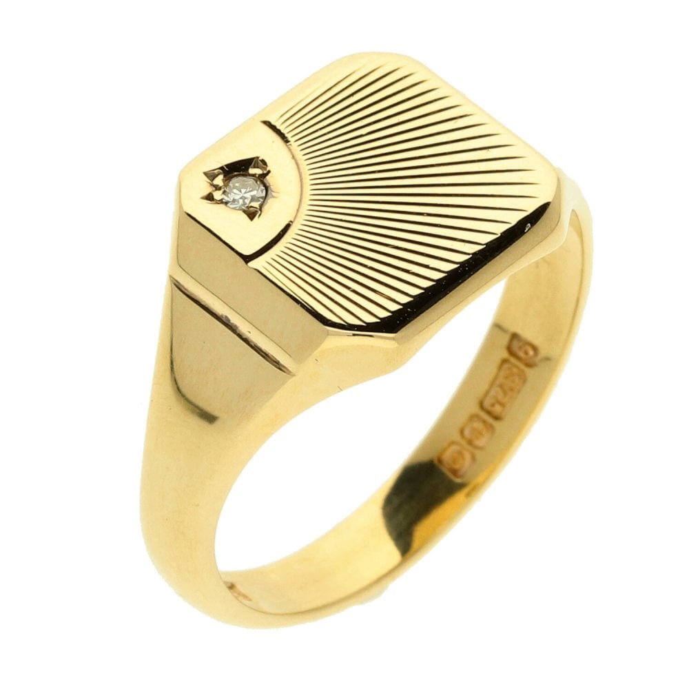 9ct Yellow Gold Square Signet Ring - Size R