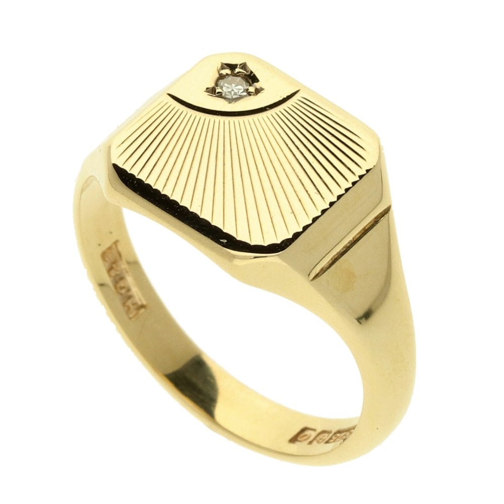 9ct Yellow Gold Square Signet Ring - Size R