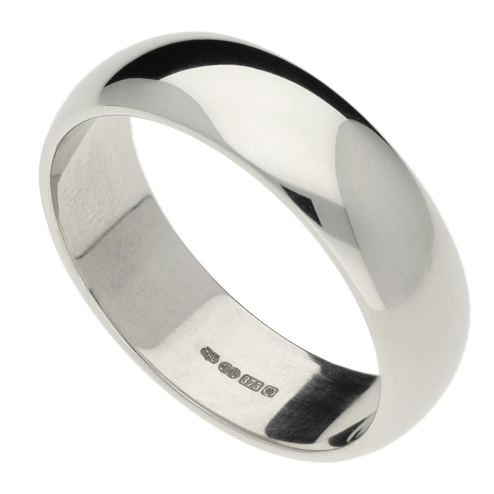Gents 9ct White Gold Wedding Ring - Size Q - 6.0g