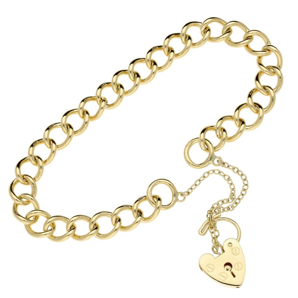 Ladies 9ct Yellow Gold Curb Bracelet - 22.9g