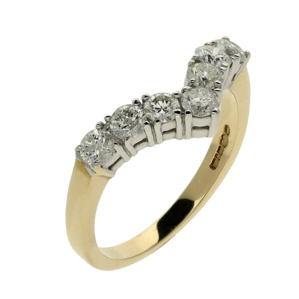 Ladies 9ct Yellow Gold Diamond Set Wishbone Ring - 0.75ct