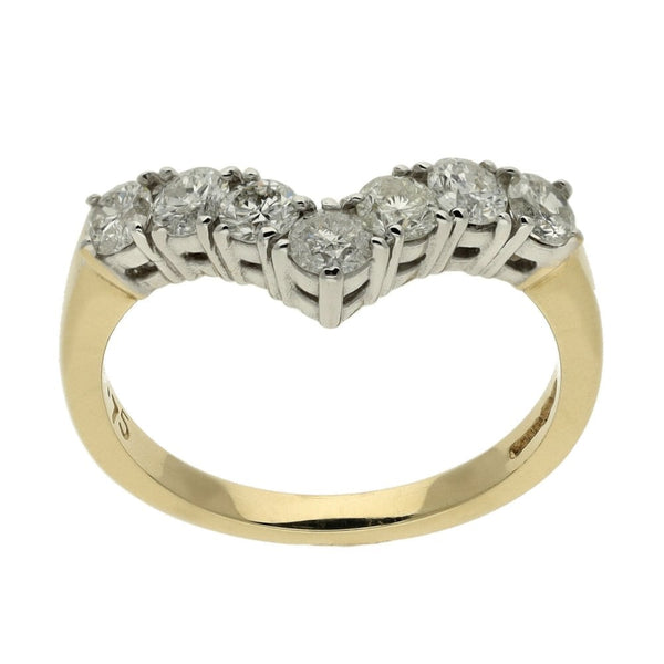 Ladies 9ct Yellow Gold Diamond Set Wishbone Ring - 0.75ct