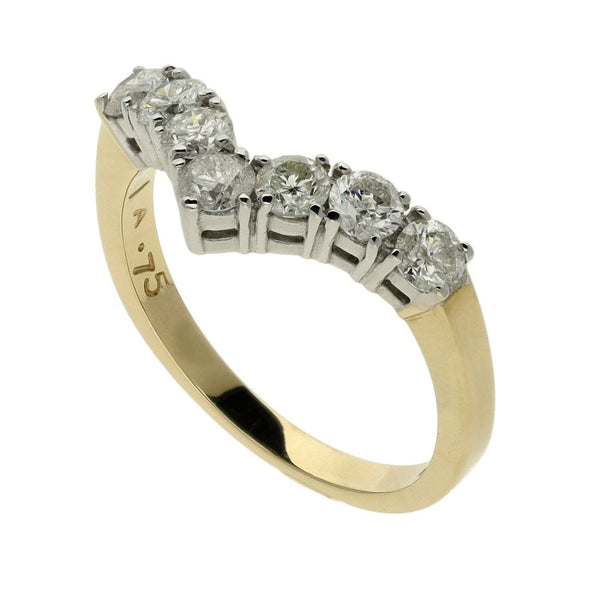 Ladies 9ct Yellow Gold Diamond Set Wishbone Ring - 0.75ct