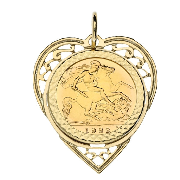 1982 Half Sovereign Coin Mounted Pendant - 5.7g