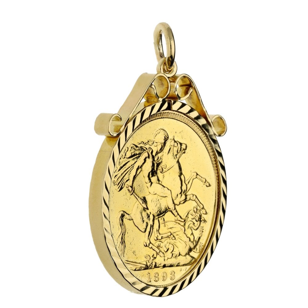 1893 Yellow Gold Full Sovereign Coin Pendant - 10.2g
