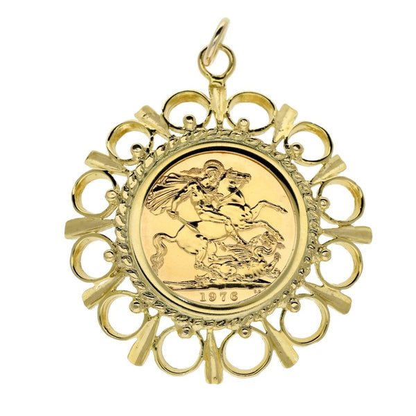1976 Full Sovereign Coin Mounted Pendant - 12.7g