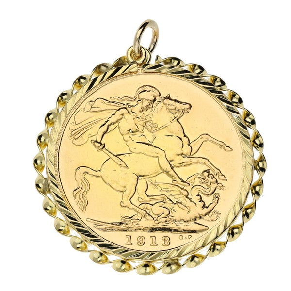 1913 Full Sovereign Coin Mounted Pendant - 9.0g