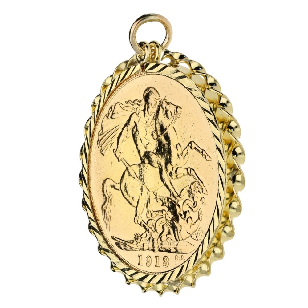 1913 Full Sovereign Coin Mounted Pendant - 9.0g