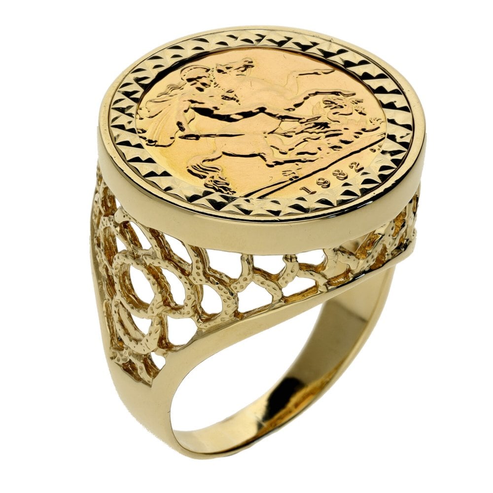 1982 Half Sovereign Coin Mounted Ring  - 10.4g