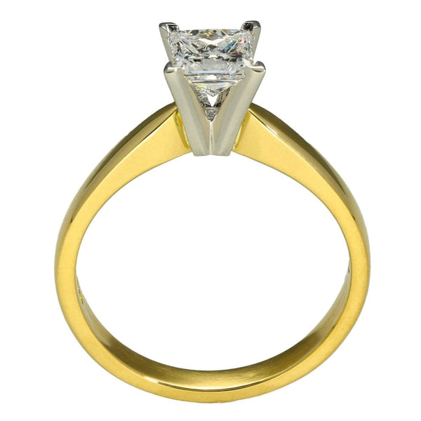 Ladies 18ct Yellow Gold Princess Cut Diamond Solitaire Ring