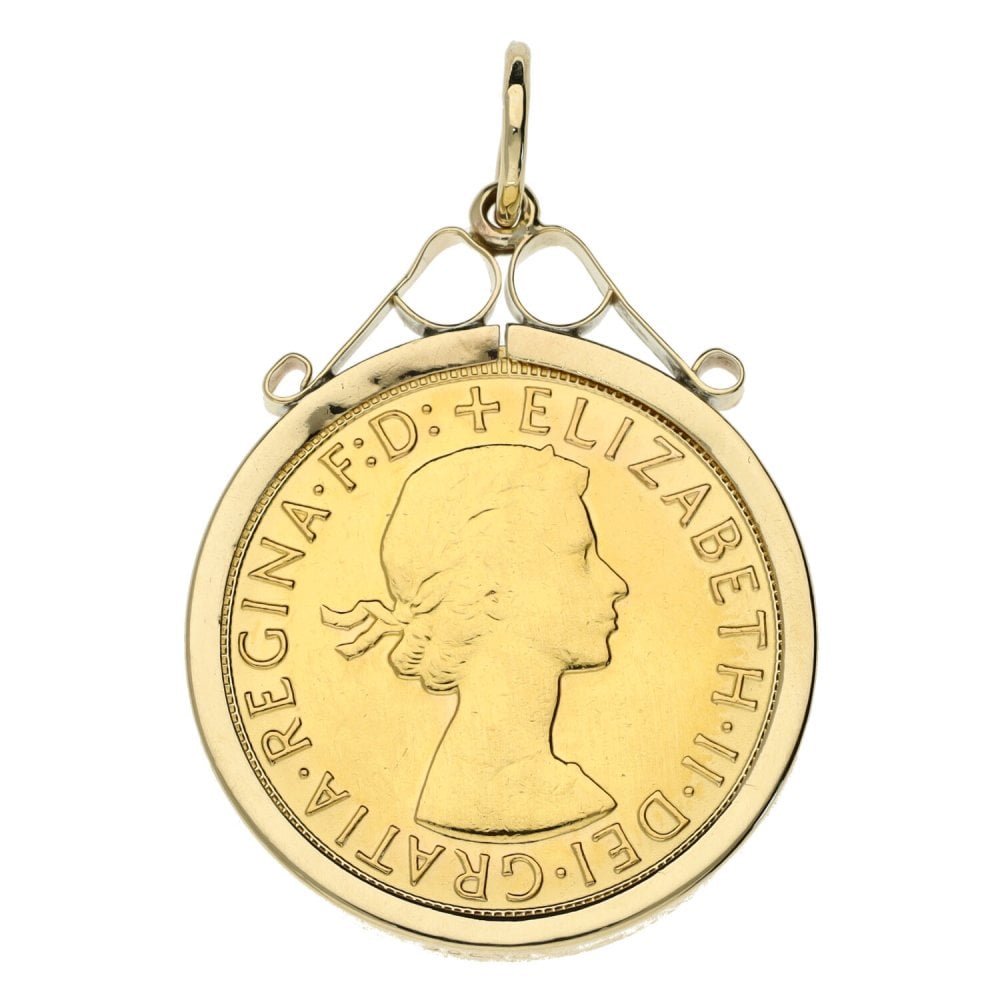 1967 Yellow Gold Full Sovereign Coin Mounted Pendant - 9.3g