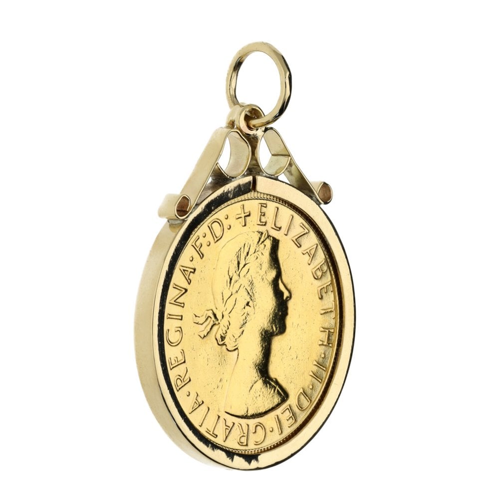 1967 Yellow Gold Full Sovereign Coin Mounted Pendant - 9.3g