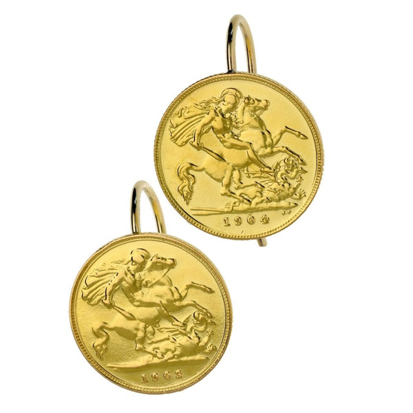 1903 & 1904 Half Sovereign Coin Earrings - 8.9g