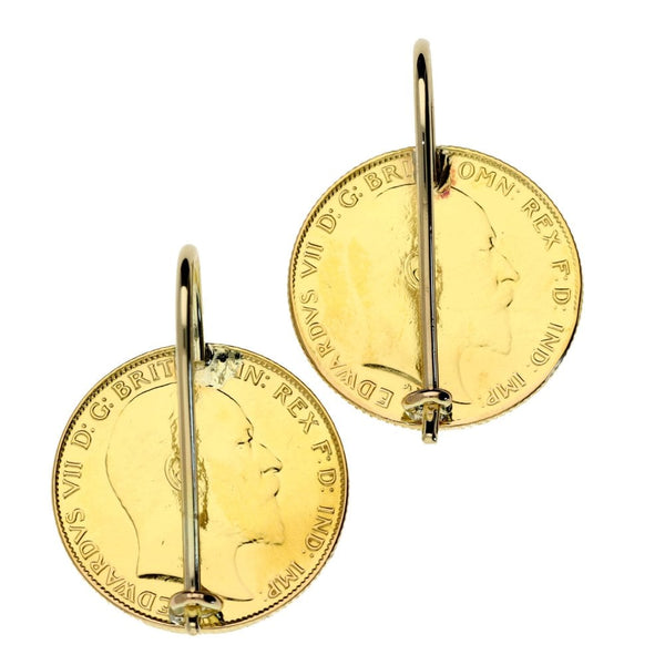 1903 & 1904 Half Sovereign Coin Earrings - 8.9g