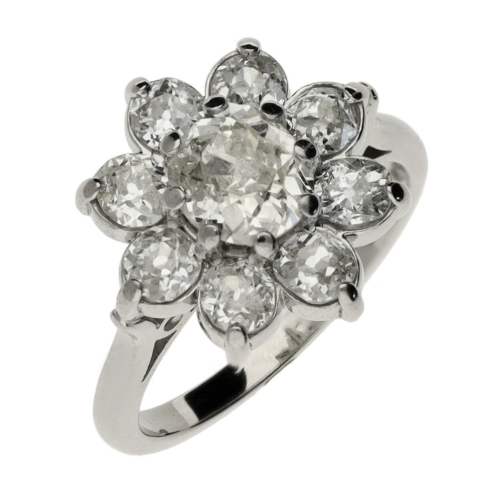 Ladies 18ct White Gold Diamond Cluster Ring - 2.26ct