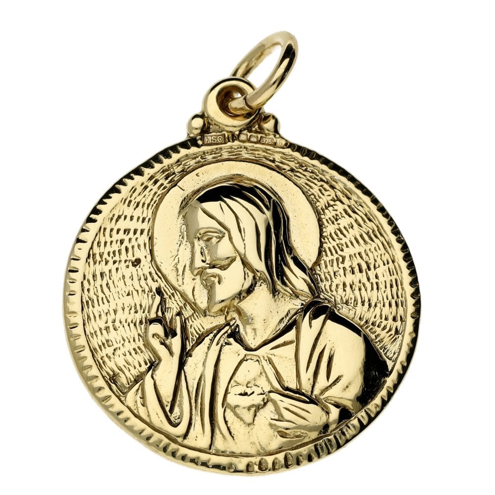 9ct Yellow Gold Sacred Heart Pendant - 7.1g
