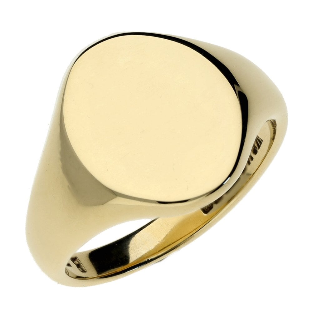 Mens 9ct Yellow Gold Plain Signet Ring - Size S