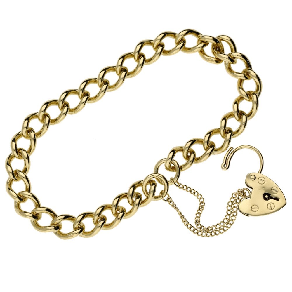 Ladies 9ct Yellow Gold Curb Bracelet - 25.1g