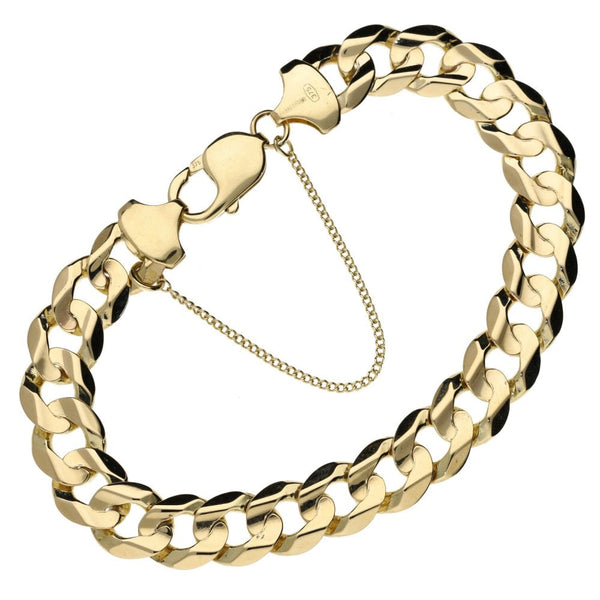 Mens 9ct Yellow Gold Curb Bracelet - 22.9g