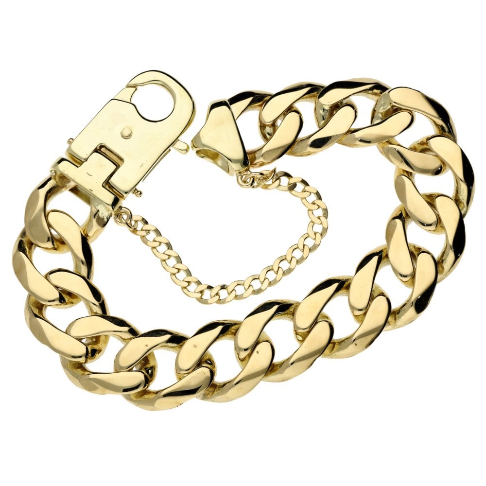 Mens 9ct Yellow Gold Heavy Curb Bracelet - 125.5g