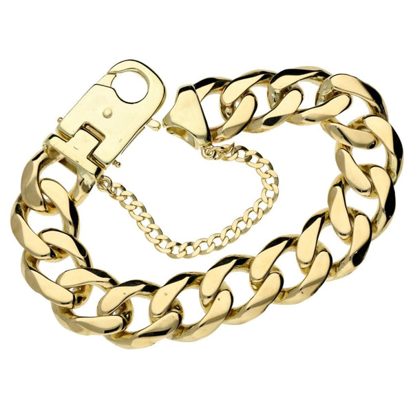 Mens 9ct Yellow Gold Heavy Curb Bracelet - 125.5g