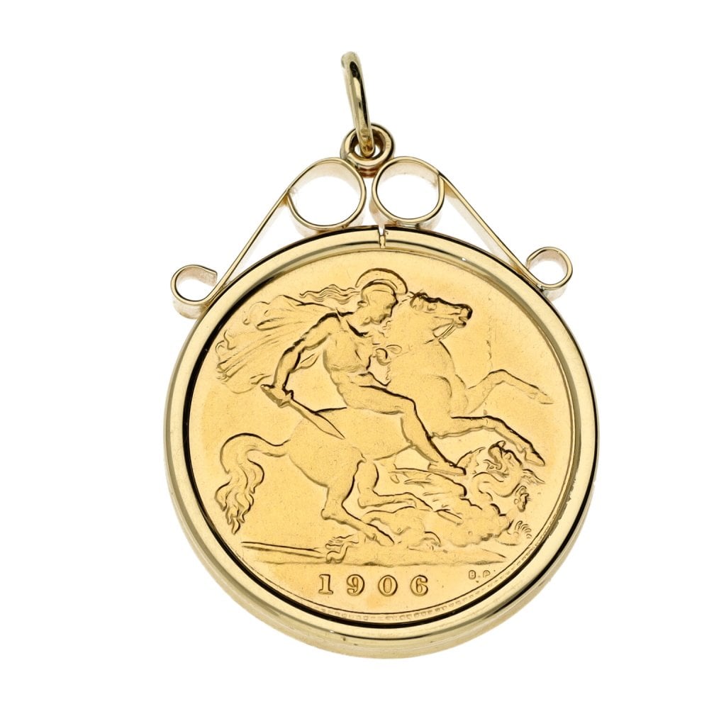 1906 Yellow Gold Half Sovereign Coin Pendant - 5.0g