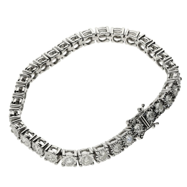 18ct White Gold Diamond Tennis Bracelet - 7" - 5.00ct