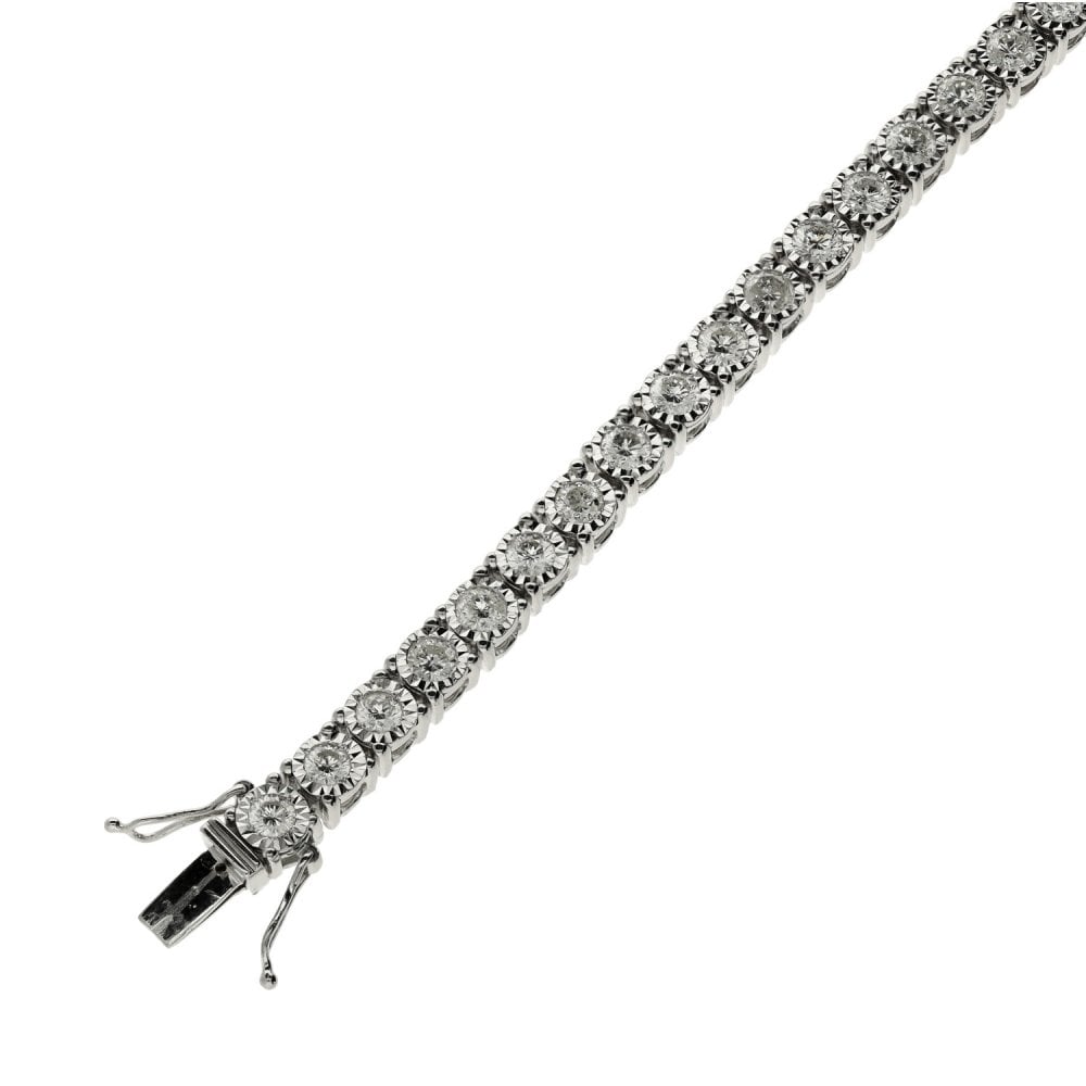 18ct White Gold Diamond Tennis Bracelet - 7" - 5.00ct