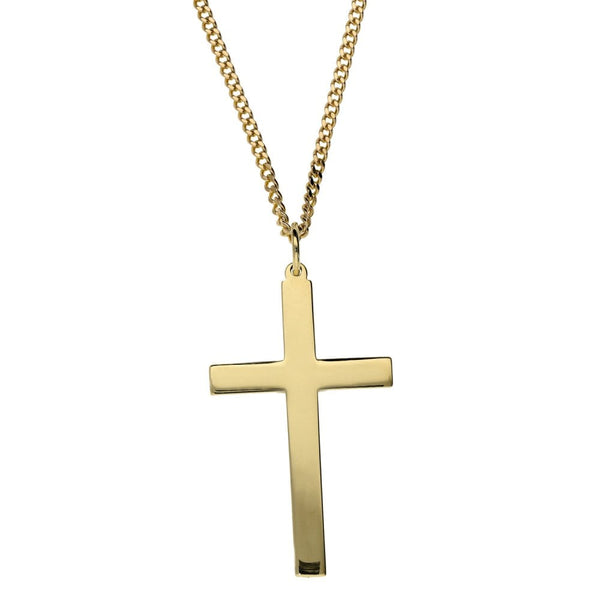 9ct Yellow Gold Plain Cross & 20" Curb Chain - 9.7g