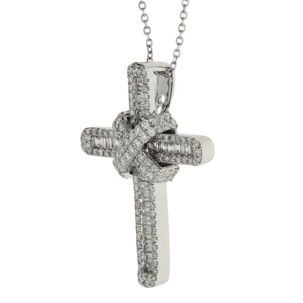 18ct White Gold Diamond Cross Pendant & Necklace - 18" - 1.13ct