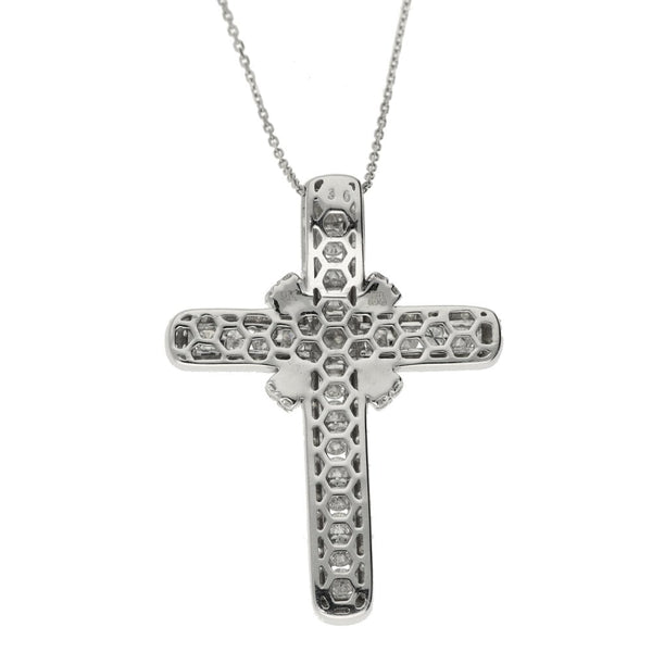 9ct White Gold Diamond Cross Pendant & Necklace - 16" - 2.08ct