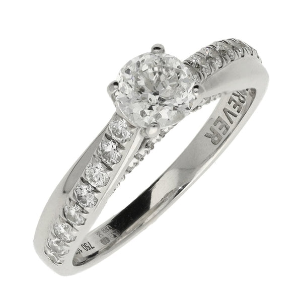 Ladies 18ct White Gold Certified 1.00ct Diamond Ring - Size M½