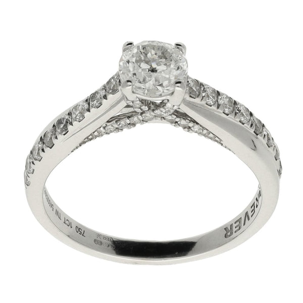 Ladies 18ct White Gold Certified 1.00ct Diamond Ring - Size M½